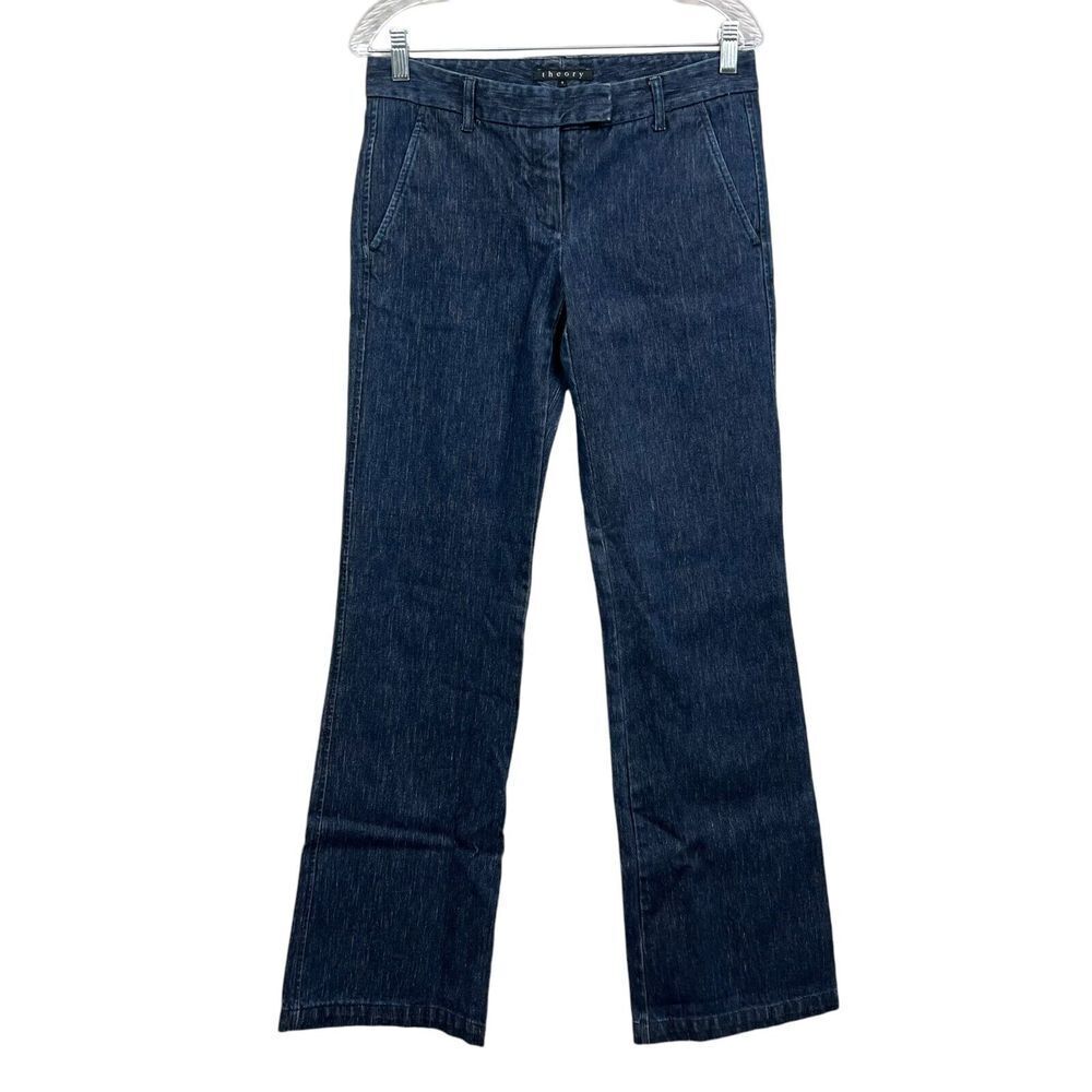 Theory Womens Jeans Wide Leg Straight Slit Pockets Low Rise Zip Blue Size 4*